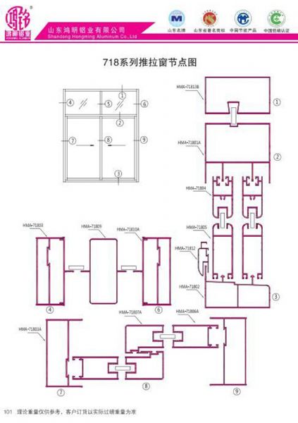 718系列推拉窗節點圖