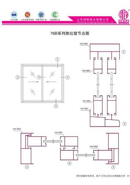 76B系列推拉窗節點圖